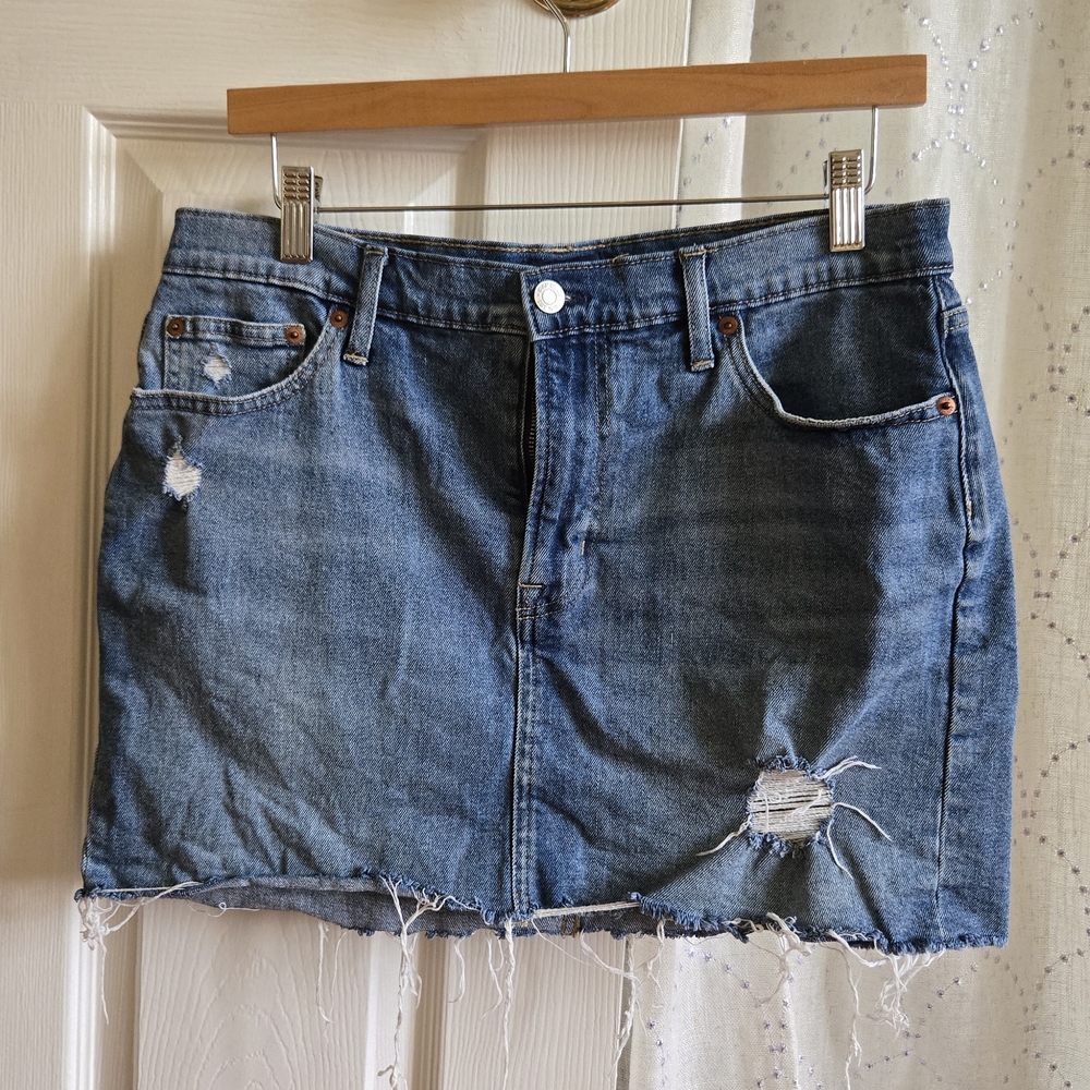 GAP Blue Distressed Mini Skirt